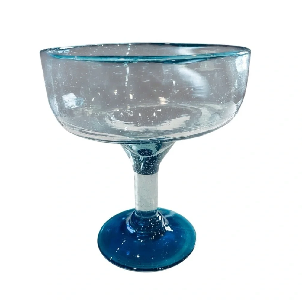 Mexican Hand Blown Glass – Set of 2 Hand Blown Margarita Glasses (16 oz)